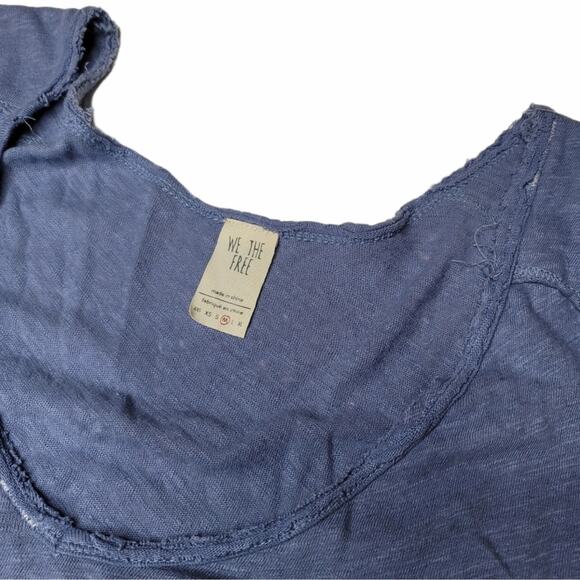 We The Free Blue Faded Ribbed Top Shirt Front Pocket Size Medium - Picture 5 of 7